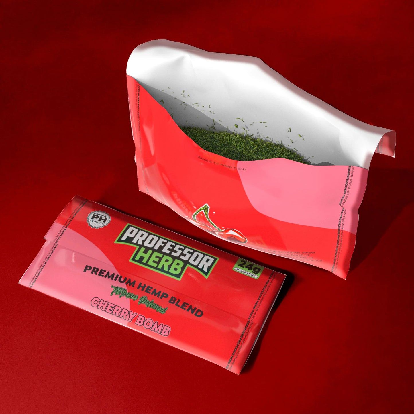 PROFESSOR HERB HEMP SHAKE / TOBACCO ALTERNATIVE - CHERRY BOMB 24g POUCH - 1400mg CBD