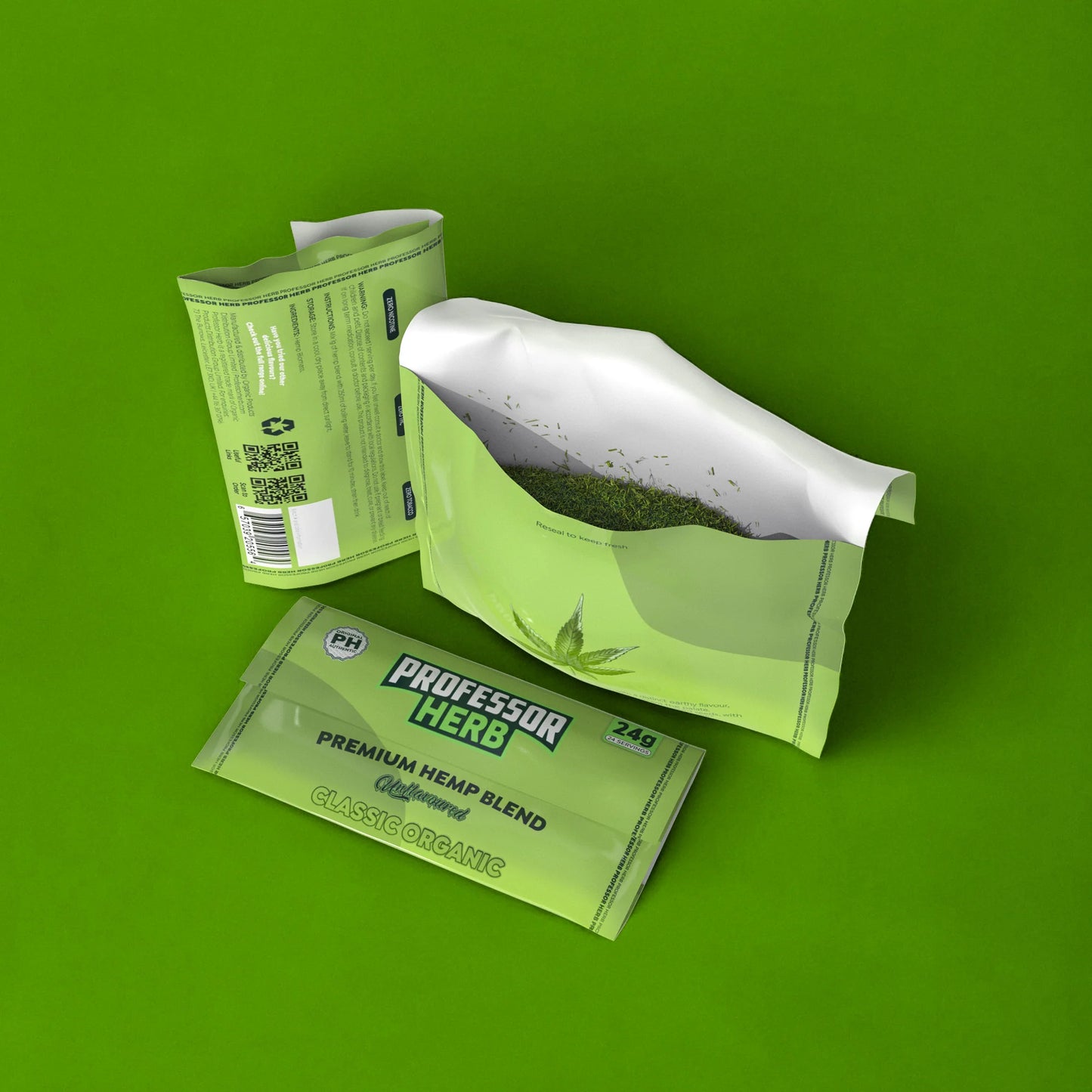 PROFESSOR HERB HEMP SHAKE / TOBACCO ALTERNATIVE - CLASSIC ORGANIC (UNFLAVOURED) 24g POUCH - 1400mg CBD