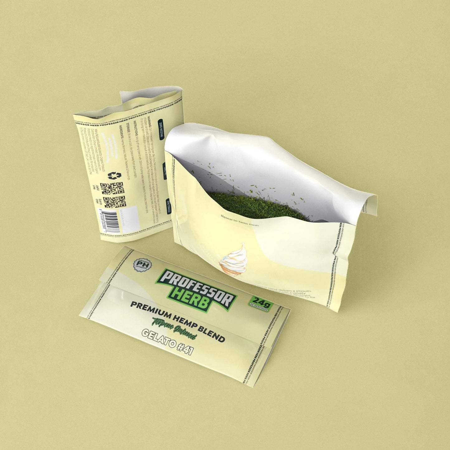 PROFESSOR HERB HEMP SHAKE / TOBACCO ALTERNATIVE - GELATO #41 - 24g POUCH - 1400mg CBD