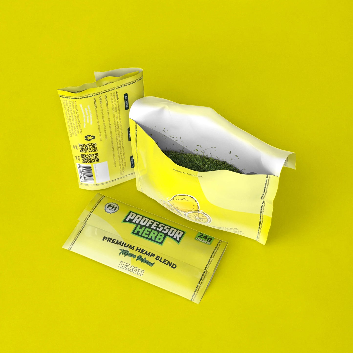 PROFESSOR HERB HEMP SHAKE / TOBACCO ALTERNATIVE - LEMON 24g POUCH - 1400mg CBD