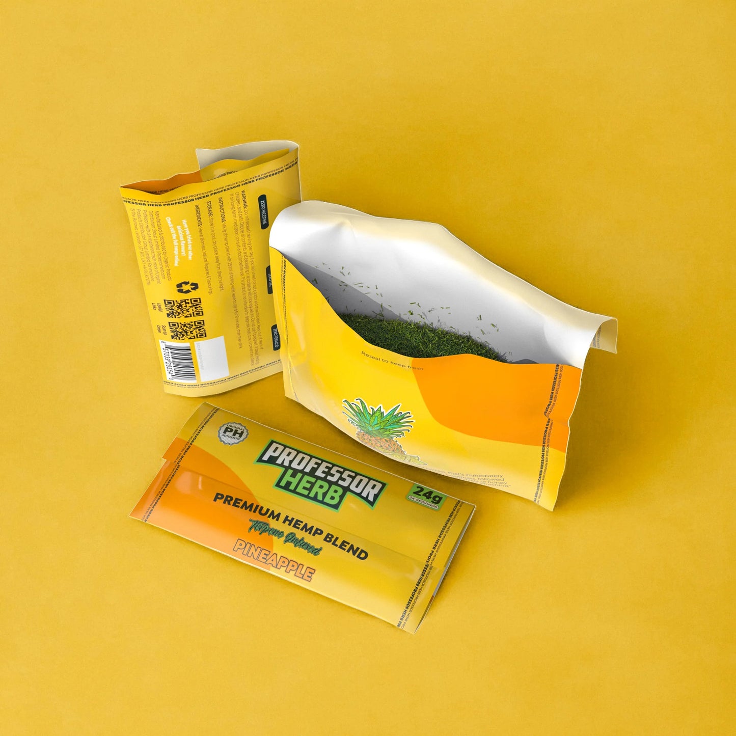 PROFESSOR HERB HEMP SHAKE / TOBACCO ALTERNATIVE - PINEAPPLE 24g POUCH - 1400mg CBD