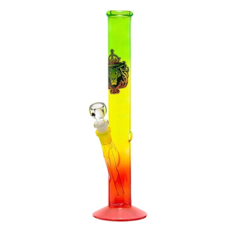 SMO KING 35cm STRAIGHT GLASS BONG - RASTA LION