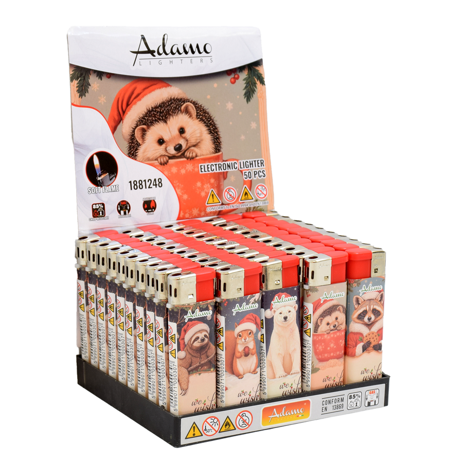 Adamo Refillable Electric Lighters - XMAS CHRISTMAS ANIMALS DESIGN - FULL SETS OF 5 LIGHTERS / BULK