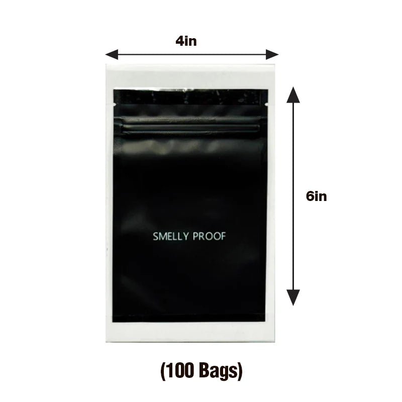 BLACK "PUFF" SMELLY PROOF BAGS 4x6" (MEDIUM)