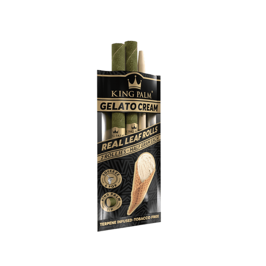 KING PALM ROLLIES - GELATO CREAM TERPENE FLAVOUR - PACK OF 2 - CORDIA PALM LEAF PREROLLED BLUNT WRAPS
