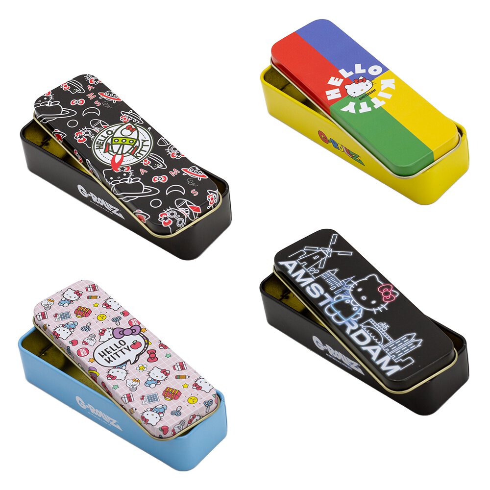 HELLO KITTY SMALL TOBACCO TINS BY G-ROLLZ - 4 DIFFERENT DESIGNS - STORAGE BOXES