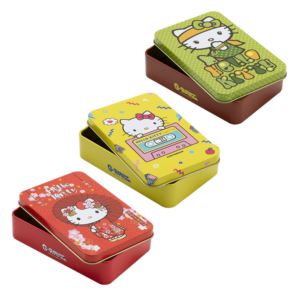 HELLO KITTY LARGE TOBACCO TINS BY G-ROLLZ - 9 DIFFERENT DESIGNS - STORAGE BOXES