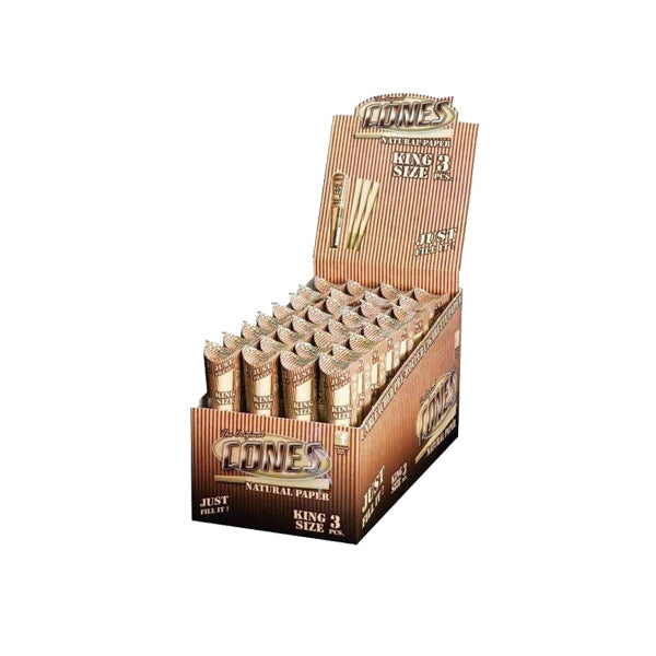 3 x 32 (96 Cones) Mountain High King Size Pre-Rolled Cones Natural - Display Pack