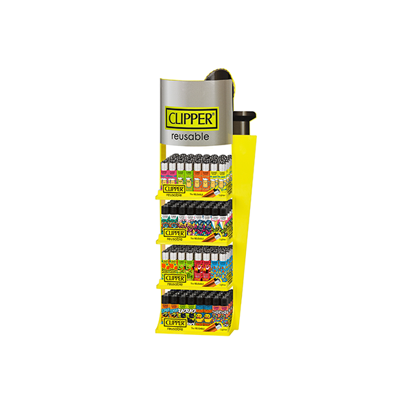 Clipper 4 Tier Display CP11RH 144 + 48 Mixed Design Lighters - 192 LIGHTERS TOTAL