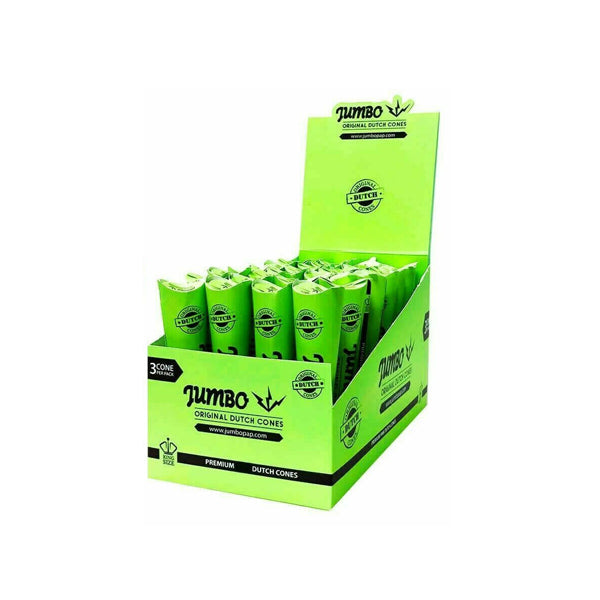 Jumbo King Sized Premium Dutch Cones Pre-Rolled - Green FULL BOX 32 Packs (96 Cones)