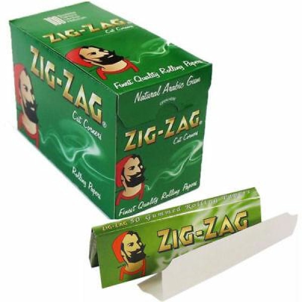 100 Zig-Zag Green Regular Size Rolling Papers FULL BOX OF 100 PACKS