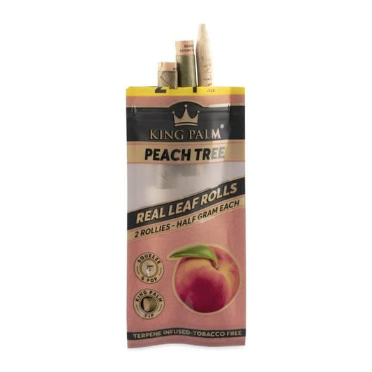 KING PALM ROLLIES - PEACH TREE TERPENE FLAVOUR - PACK OF 2 - CORDIA PALM LEAF PREROLLED BLUNT WRAPS