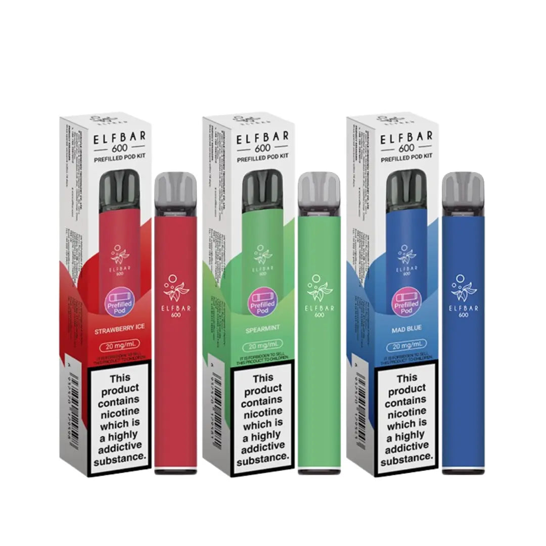 NEW ELF BAR 600 - PRE FILLED POD VAPE CHOOSE YOUR FLAVOUR