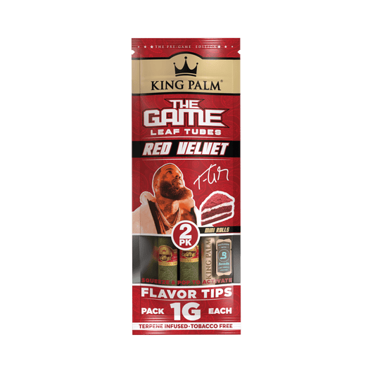 KING PALM MINI - RED VELVET FLAVOUR  (BY THE GAME) - PACK OF 2 - FITS 1g - CORDIA PALM LEAF PREROLLED BLUNT WRAPS