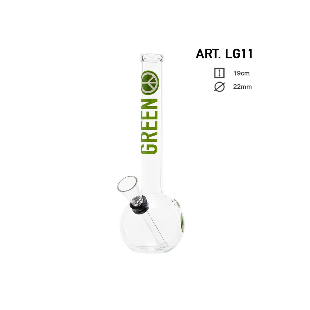 GREENLINE 19cm GLASS BONG - GREEN PEACE LG11