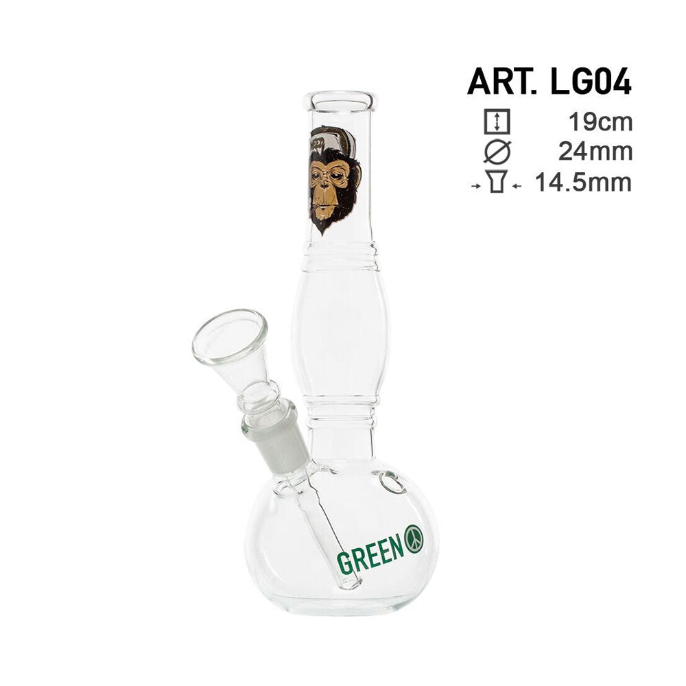 GREENLINE 19cm GLASS BONG - WEED MONKEY LG04