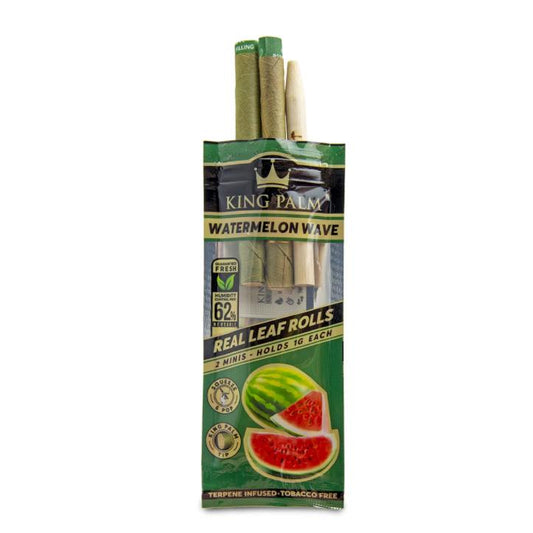 KING PALM MINI - WATERMELON WAVE TERPENE FLAVOUR - PACK OF 2 - FITS 1g - CORDIA PALM LEAF PREROLLED BLUNT WRAPS