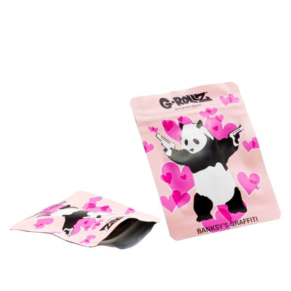 G-ROLLZ SMELL PROOF BAG BANKSY'S "PANDA GUNNIN" DESIGN 85x65mm