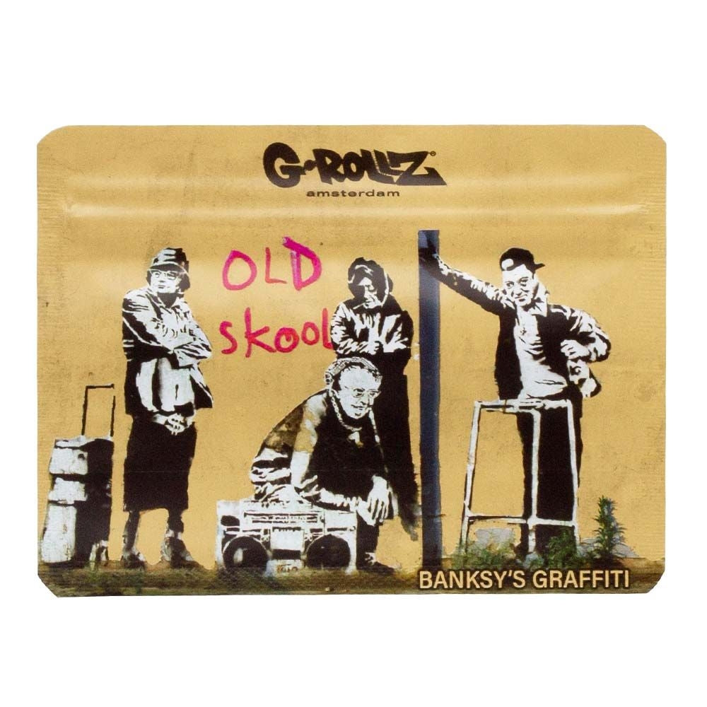 G-ROLLZ SMELL PROOF BAG BANKSY'S "OLD SKOOL" DESIGN 105x80mm