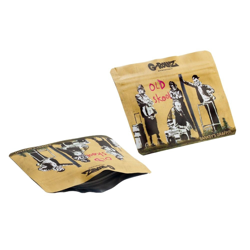 G-ROLLZ SMELL PROOF BAG BANKSY'S "OLD SKOOL" DESIGN 105x80mm