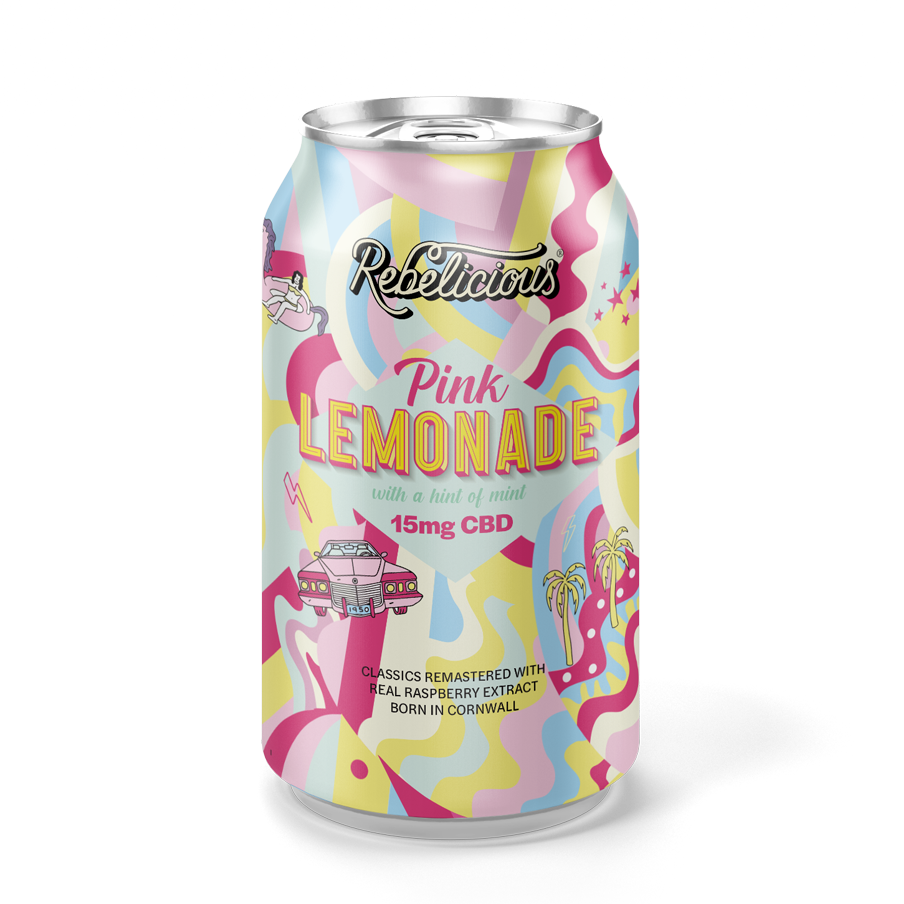 REBELICIOUS - PINK LEMONADE 15mg CBD INFUSED SPARKLING SOFT DRINK 330ml
