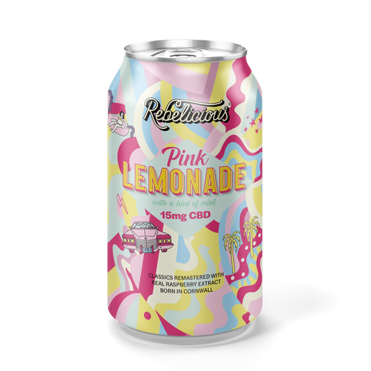 REBELICIOUS - PINK LEMONADE 15mg CBD INFUSED SPARKLING SOFT DRINK 330ml