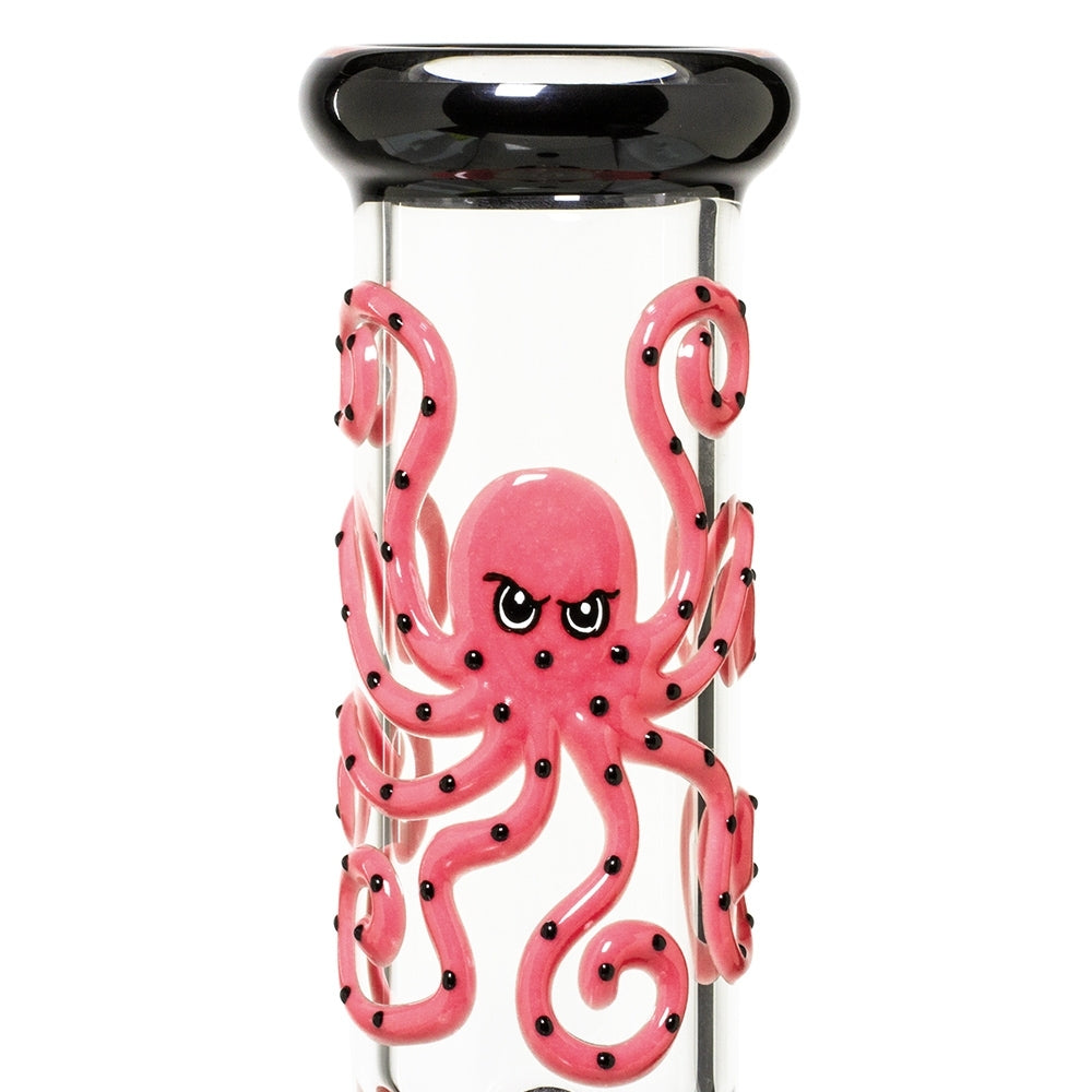 GRACE GLASS - OCTOPODA 43cm GLASS PERCOLATOR BONG - LED GLOW IN DARK PINK