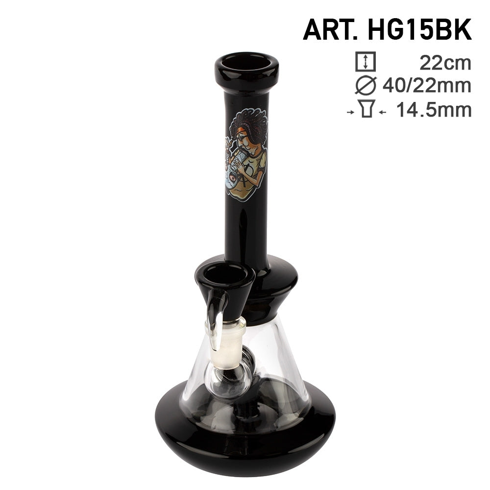 AMSTERDAM GLASS 22cm SMOKING BOY BONG RIG - BLACK