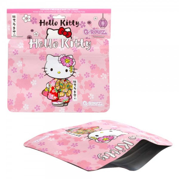 HELLO KITTY SMELL PROOF BAG - PINK KIMONO DESIGN BY G-ROLLZ - 105x80mm