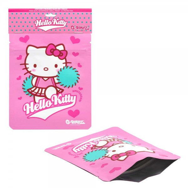 HELLO KITTY SMELL PROOF BAG - PINK CHEERLEADER DESIGN BY G-ROLLZ - 100x125mm