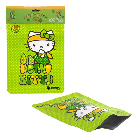 HELLO KITTY SMELL PROOF BAG - AVOCADO DESIGN BY G-ROLLZ - 100x125mm