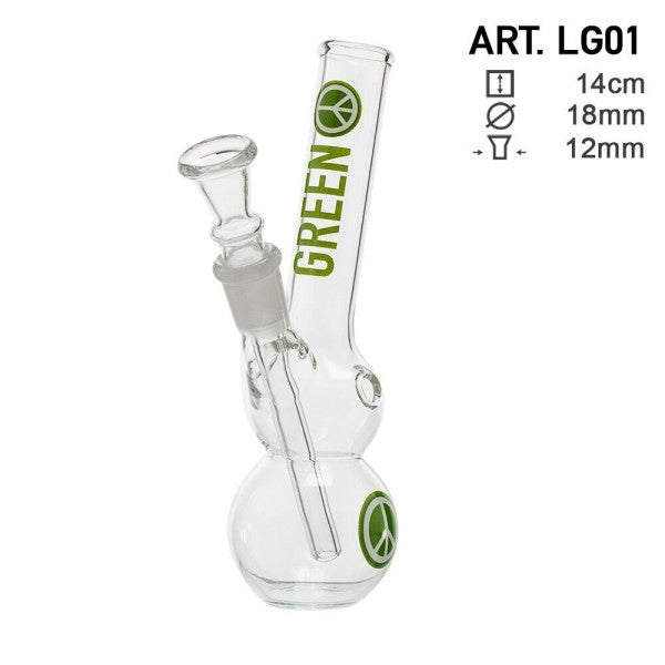 GREENLINE 14cm GLASS BONG - GREEN PEACE LG01