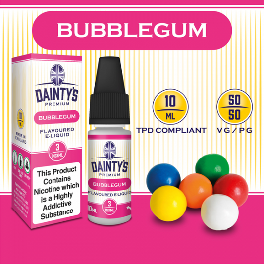DAINTY'S 10ml - BUBBLEGUM 50/50 E-LIQUID