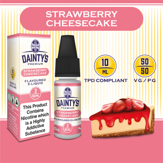 DAINTY'S 10ml - STRAWBERRY CHEESECAKE 50/50 E-LIQUID