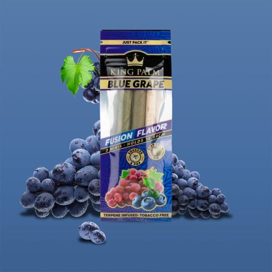 KING PALM MINI - BLUE GRAPE TERPENE FLAVOUR - PACK OF 2 - FITS 1g - CORDIA PALM LEAF PREROLLED BLUNT WRAPS