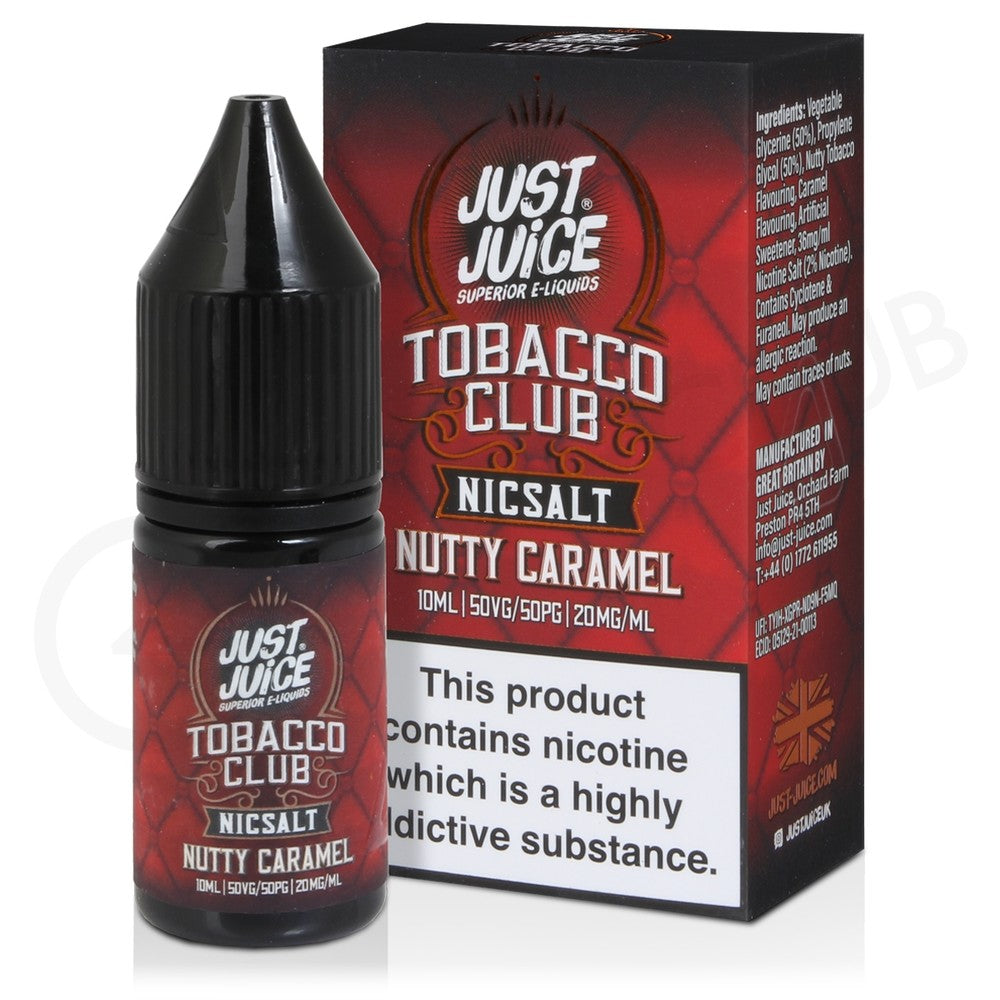 JUST JUICE NIC SALTS 10ml - TOBACCO CLUB - NUTTY CARAMEL
