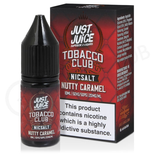 JUST JUICE NIC SALTS 10ml - TOBACCO CLUB - NUTTY CARAMEL