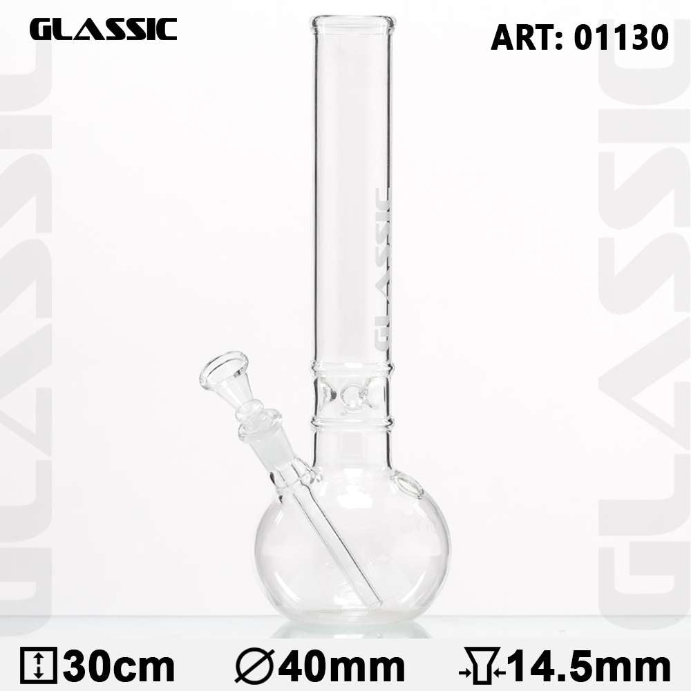 GLASSIC 30cm GLASS BOUNCER BONG WITH ICE NOTCHES (01130)