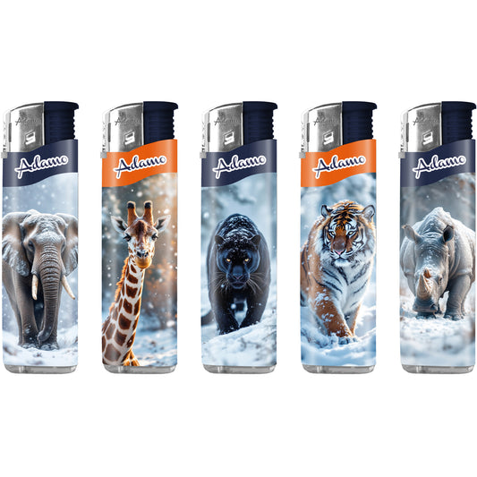 Adamo Refillable Electric Lighters - WINTER ANIMALS DESIGN (SLIM) - FULL SETS OF 5 LIGHTERS / BULK