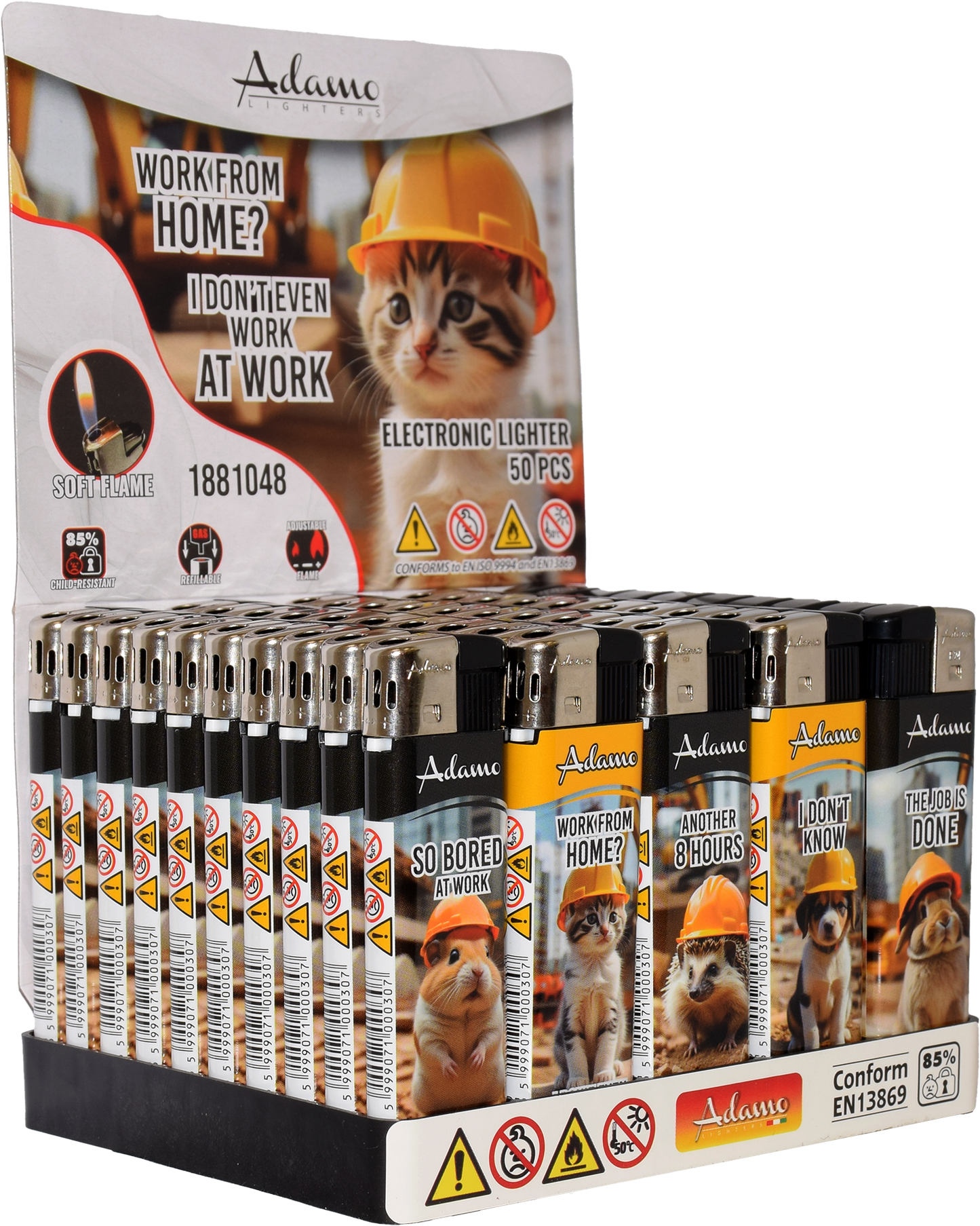 Adamo Refillable Electric Lighters - WORK ANIMALS DESIGN - FULL SETS OF 5 LIGHTERS / BULK