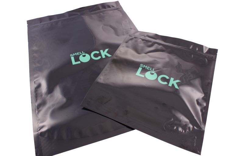 LARGE BLACK "SMELL LOCK" SMELLY PROOF BAG 7x8″