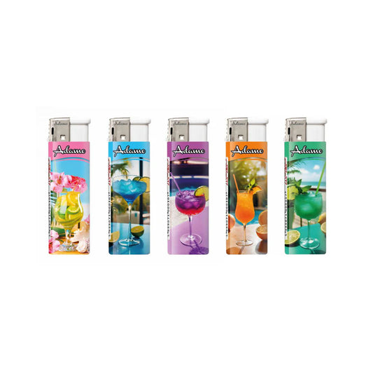 Adamo Refillable Electric Lighters - SUMMER COCKTAILS DESIGN - FULL SET OF 5 LIGHTERS