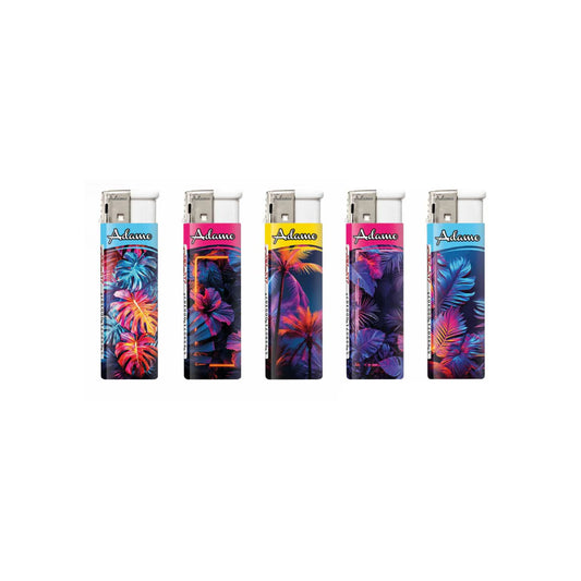 Adamo Refillable Electric Lighters - NEON TROPICAL DESIGN - FULL SET OF 5 LIGHTERS