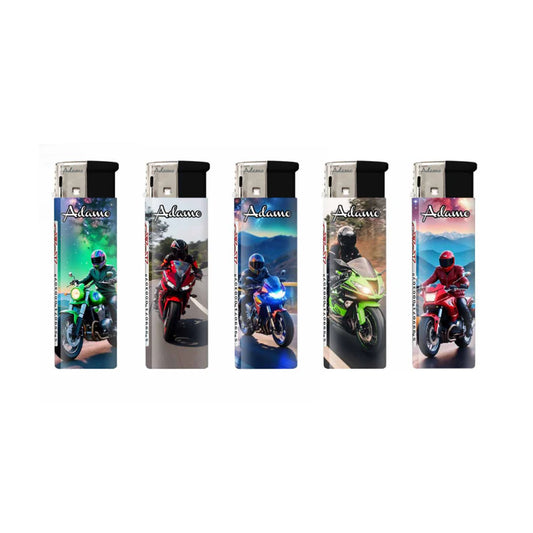 Adamo Refillable Electric Lighters - MOTORBIKES DESIGN - FULL SET OF 5 LIGHTERS