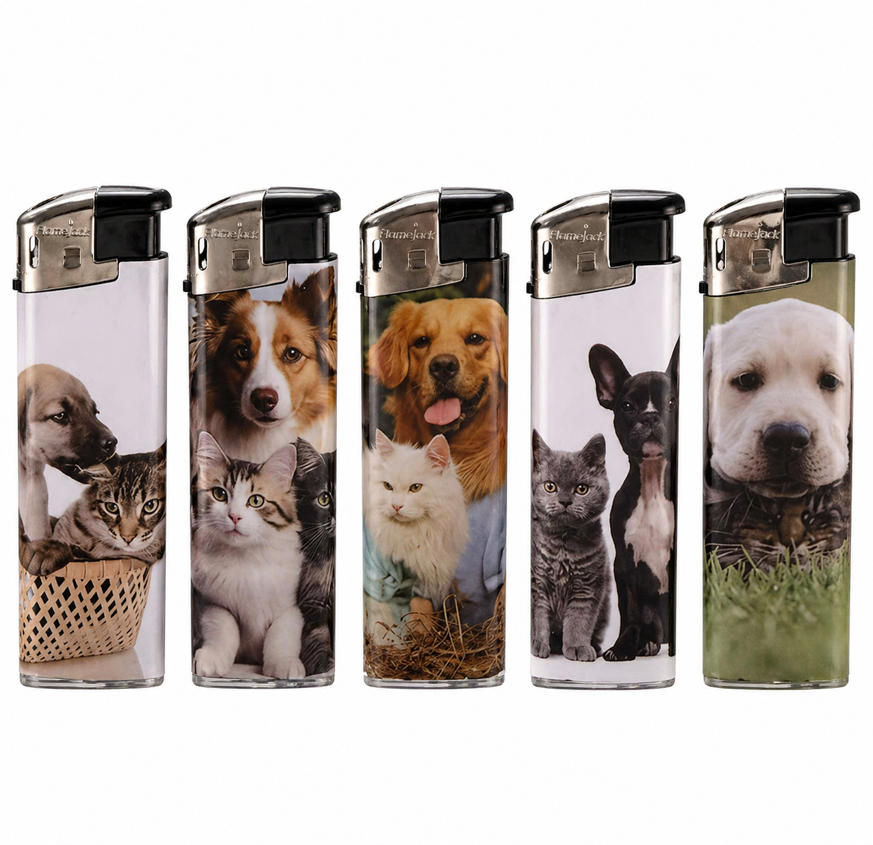 Refillable Electric Lighters - CUTE CATS & DOGS DESIGN - FULL SETS OF 5 LIGHTERS