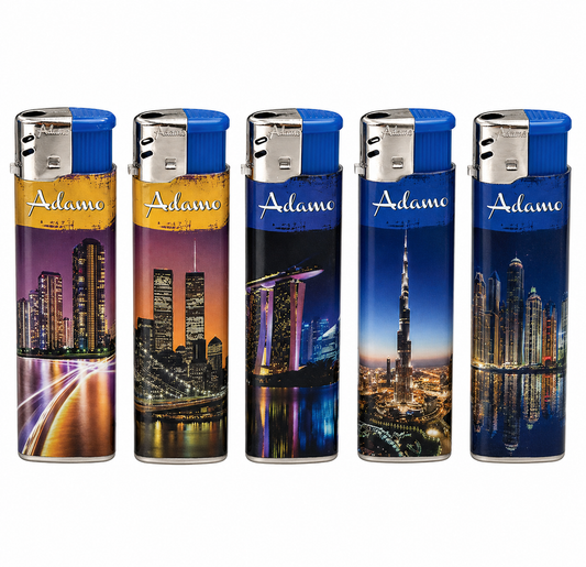 Refillable Electric Lighters - CITY SKYLINES DESIGN - FULL SETS OF 5 LIGHTERS