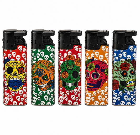 Refillable JETFLAME Lighters - SKULLS DESIGN - FULL SETS OF 5 LIGHTERS