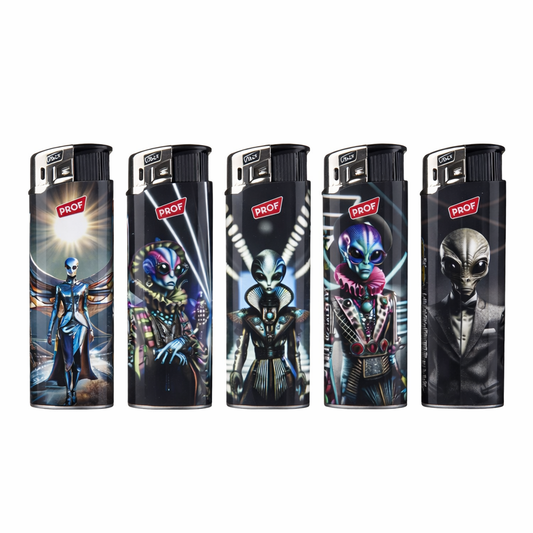PROF Refillable Electric Lighters - ALIEN DESIGN - FULL SET OF 5 LIGHTERS