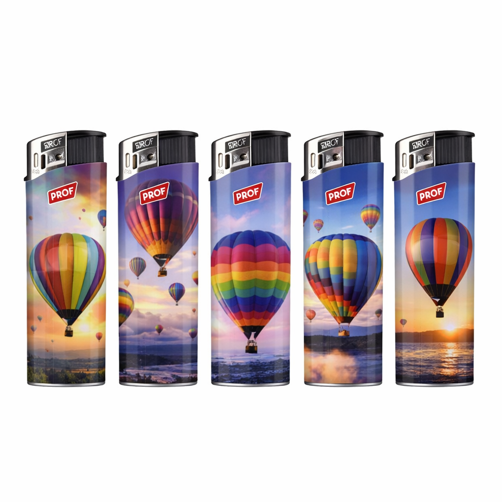 PROF Refillable Electric Lighters - HOT AIR BALLOON DESIGN - FULL SET OF 5 LIGHTERS