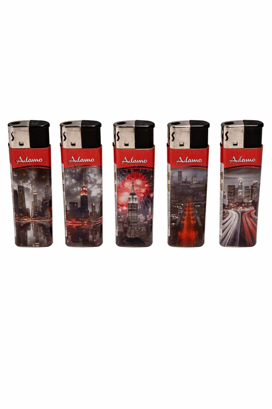 Adamo Refillable Electric Lighters - RED CITY DESIGN - FULL SET OF 5 LIGHTERS